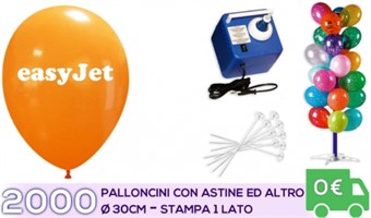 Offerta: 2000 Palloncini con Logo su un lato con astine gonfiatore elettrico e albero porta palloni